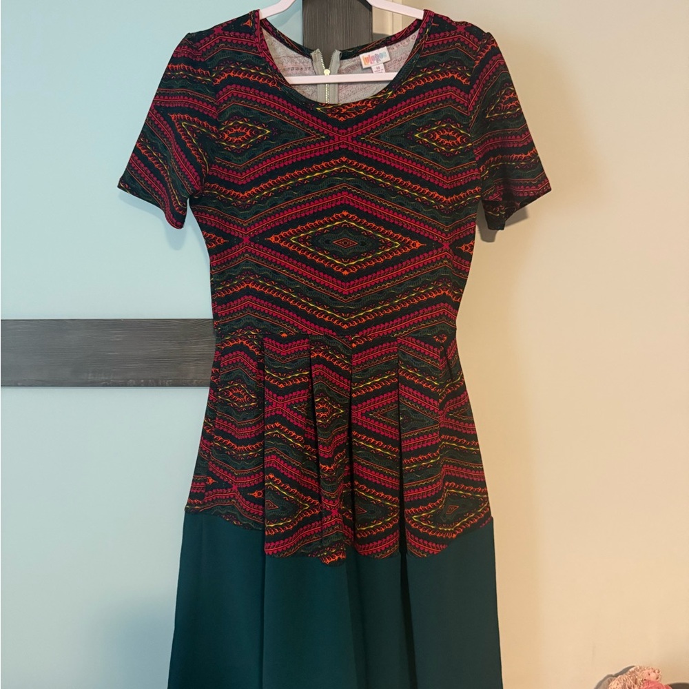 LuLaRoe Multicolor Geometric Midi Dress